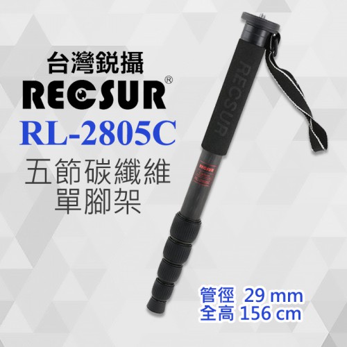 【現貨】銳攝 RECSUR RL-2805C 29mm 五節 碳纖維 單腳架 支撐架 腳架 (中) 英連公司貨 屮T3