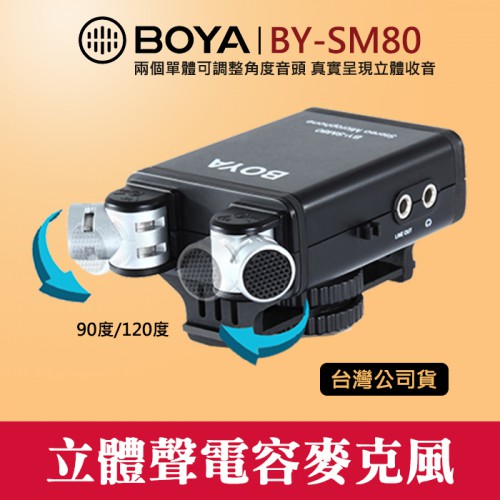 【刪除中11008】停產 BY-SM80 電容式 雙聲道 立體聲 麥克風 BOYA XY 機頂 單眼 相機 攝影機