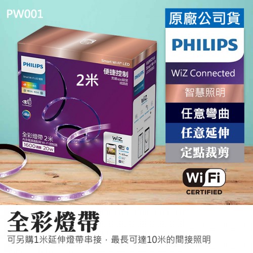 【現貨】PHILIPS 2米 全彩 WI-FI 燈帶 WiZ Connected 燈條 飛利浦 2M (PW001)